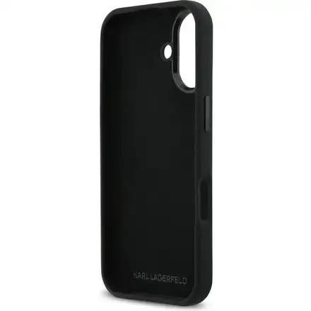 Karl Lagerfeld Liquid Silicone Metal Ikonik kryt iPhone 17 černý