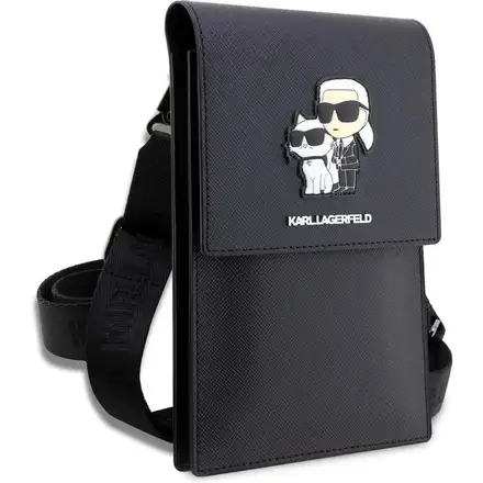 Karl Lagerfeld Saffiano Metal Logo NFT Brašna na Telefon černá