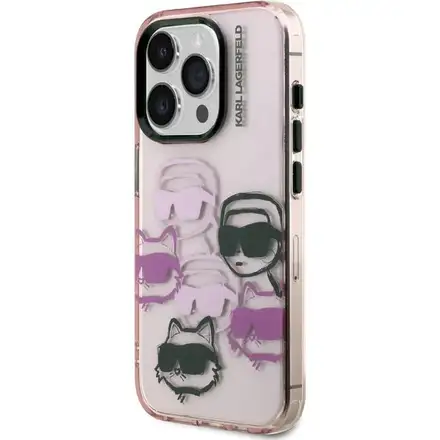 Karl Lagerfeld IML Multi K&CH Heads kryt iPhone 15 Pro Max růžový