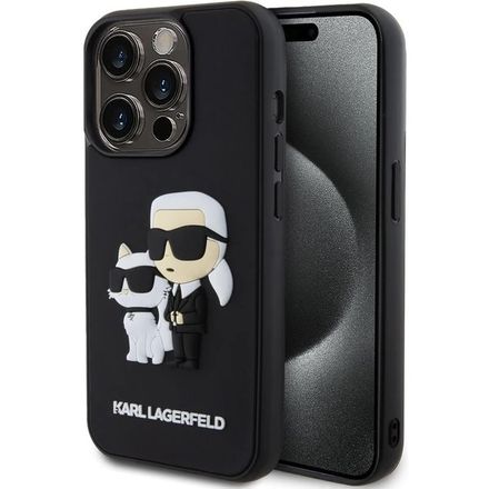 Karl Lagerfeld 3D Rubber Karl and Choupette kryt iPhone 13 Pro černý