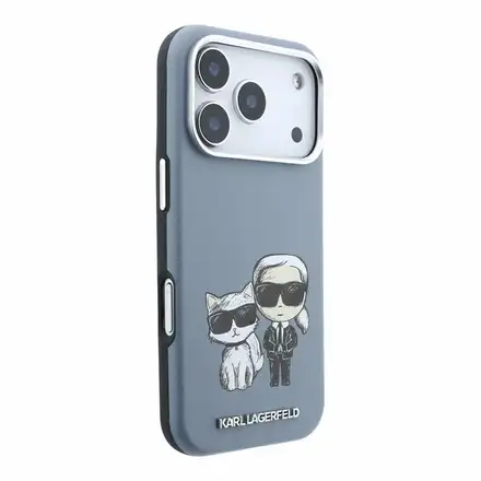 Karl Lagerfeld PU Semi Wrap Smooth Sketch Bodies Magsafe kryt iPhone 18 Pro modrý