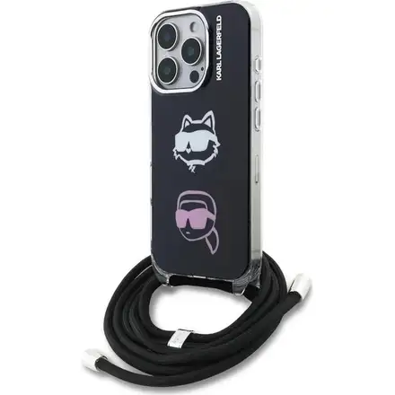 Karl Lagerfeld IML Crossbody K&CH Heads kryt iPhone 16 Pro černý