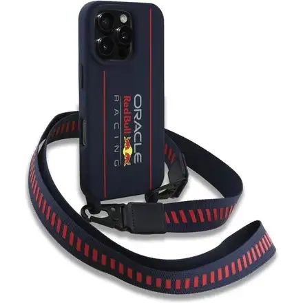 Red Bull Silicone Vertical Logo MagSafe Zadní Kryt + Crossbody popruh pro iPhone 16 Pro Max modrý