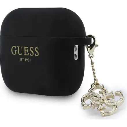 Guess 4G Charm Silikonové Pouzdro pro AirPods 3 Pro černé