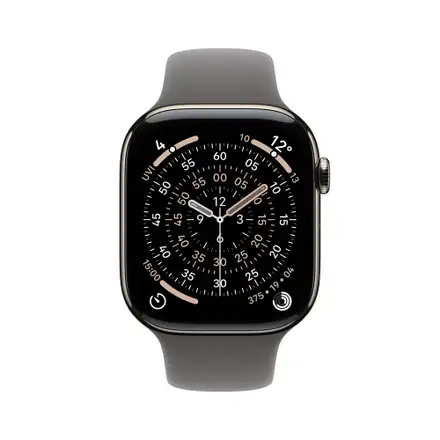 Apple Watch Series 11 GPS + Cellular 46mm Přírodní titan se skálově šedým sportovním řemínkem - S/M
