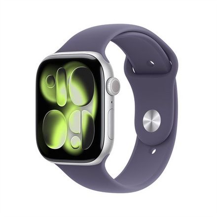 Apple Watch Series 11 GPS 42mm Stříbrný hliník s mlžně fialovým sportovním řemínkem - S/M