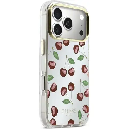 Guess PC/TPU Mirror Glitter Cherry MagSafe kryt iPhone 17 Pro Max bílý