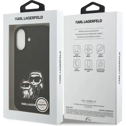 Karl Lagerfeld Liquid Silicone K&CH Sketch MagSafe kryt iPhone 17 černý