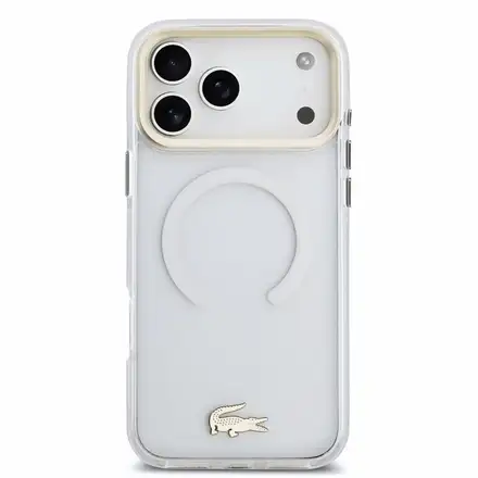 Lacoste PC/TPU Frosted Finish Gold Logo MagSafe kryt iPhone 18 Pro průhledný