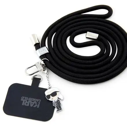 Karl Lagerfeld Universal Crossbody Popruh Cord and Ikonik Pins černý