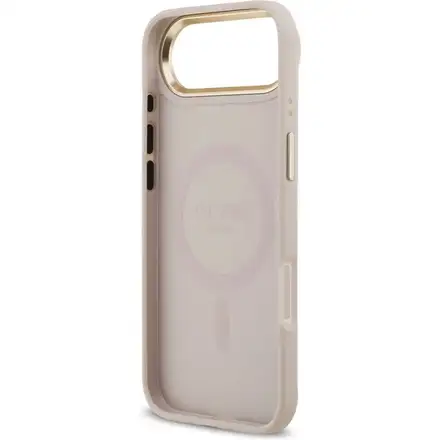 Guess PU Leather 4G Gold Frame MagSafe kryt iPhone Air růžový