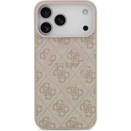 Guess PU Leather 4G Colored Ring MagSafe kryt iPhone 17 Pro Max růžový