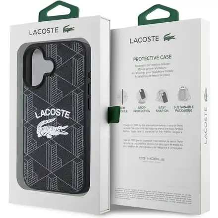 Lacoste Blend Monogram MagSafe kryt iPhone 16 černý