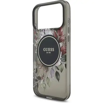 Guess IML Flowers Strap MagSafe kryt iPhone 17 Pro černý