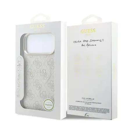 Guess PU Leather 4G Gold Frame Embossed MagSafe kryt iPhone 18 Pro růžový