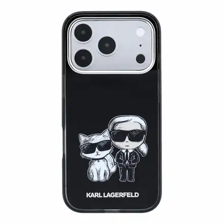 Karl Lagerfeld PU Semi Wrap Smooth Sketch Bodies Magsafe kryt iPhone 18 Pro Max černá