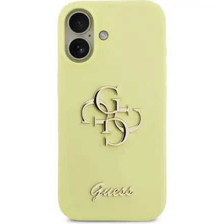 Guess Liquid Silicone 4G Metal Logo kryt iPhone 17 žlutý