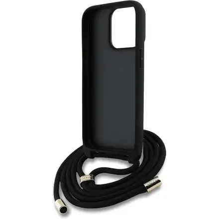 Guess PU 4G Metal Logo Crossbody Popruh kryt iPhone 15 Pro růžový