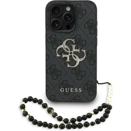 Guess PU 4G Metal Logo Strap kryt iPhone 15 Pro Max černý