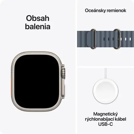 Apple Watch Ultra 3 GPS + Cellular 49mm Přírodní titan s ocelově modrým oceánským řemínkem