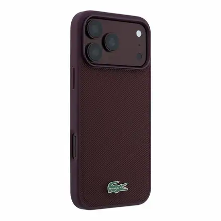 Lacoste PVC Iconic Petit Pique Metal Logo MagSafe kryt iPhone 18 Pro Max tmavě červený