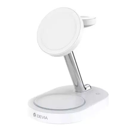 Devia Extreme Speed Series 3 in 1 Magnetic Bracket Wireless Charger - White