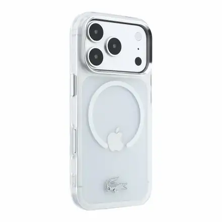 Lacoste IML Frosted Petit Pique Metal Logo MagSafe kryt iPhone 18 Pro Max průhledný