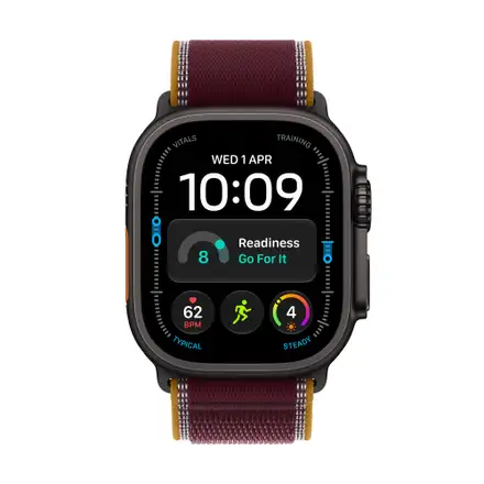 Apple Watch Ultra 4 GPS + Cellular 49mm Black Titanium Case with Burgundy Trail Loop - S/M