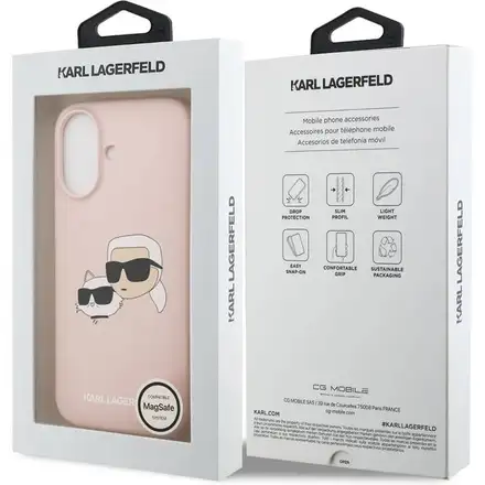 Karl Lagerfeld Liquid Silicone Double Heads MagSafe kryt iPhone 17 Pro růžový