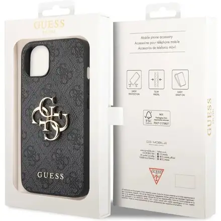 Guess PU 4G Metal Logo kryt iPhone 14 hnědý