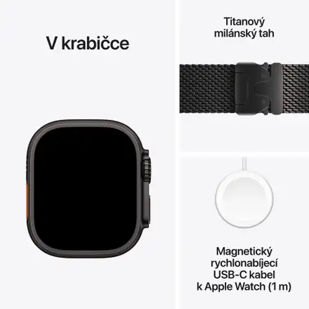 Apple Watch Ultra 4 GPS + Cellular 49mm Black Titanium Case with Black Titanium Milanese Loop - M
