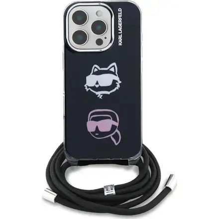 Karl Lagerfeld IML Crossbody K&CH Heads kryt iPhone 16 Pro černý