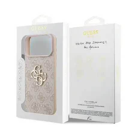 Guess PU 4G Metal Logo kryt iPhone 18 Pro Max růžová