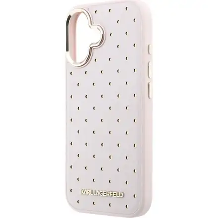 Karl Lagerfeld PU Perforated Gold Dots MagSafe kryt iPhone 17 růžový
