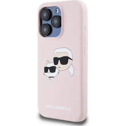 Karl Lagerfeld Liquid Silicone Double Heads MagSafe kryt iPhone 15 Pro Max růžový