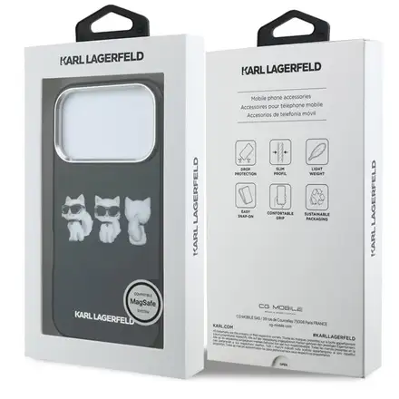 Karl Lagerfeld IML Choupette Trio Watercolor MagSafe kryt iPhone 17 Pro černý