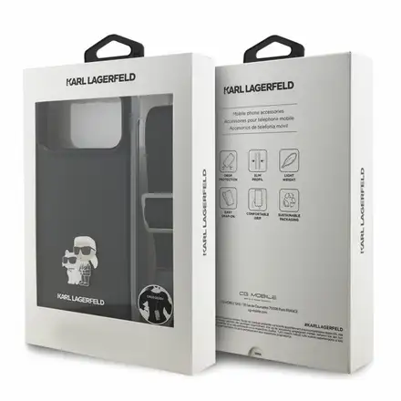 Karl Lagerfeld Saffiano Crossbody Popruh Karl and Choupette kryt iPhone 18 Pro Max černá