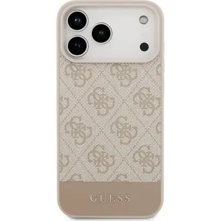Guess PU 4G Stripe kryt iPhone 17 Pro Max růžový