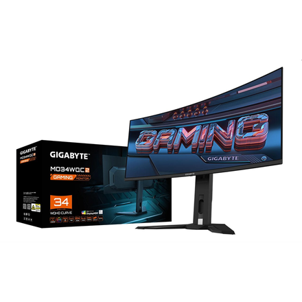 Gigabyte LCD MO34WQC2 herní monitor 34"WQHD 3440X1440, OLED 1800R, 240Hz, 2xHDMI, DP, USB-C PD, USB Hub, reproduktory, reproduktor