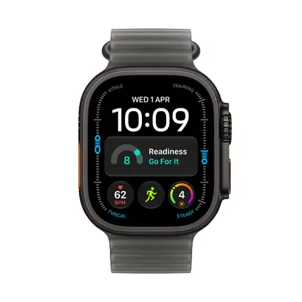 Apple Watch Ultra 4 GPS + Cellular 49mm Black Titanium Case with Translucent Black Ocean Band