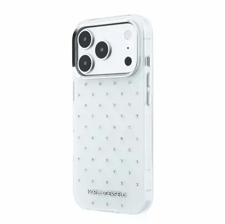 Karl Lagerfeld IML Rhinestones Allover kryt iPhone 18 Pro bílý