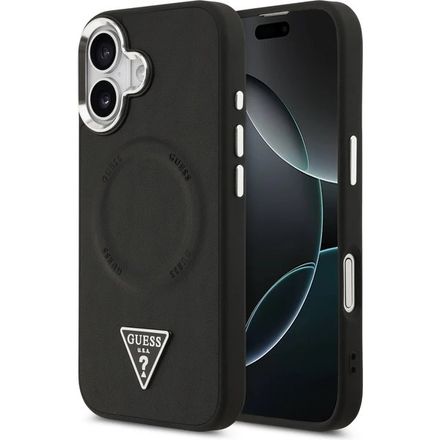 Guess PU Leather Triangle Logo MagSafe kryt iPhone 17 černý