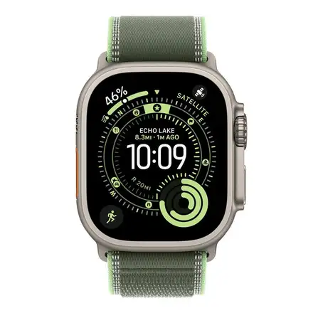 Apple Watch 49mm Green/Neon Trail Loop - M/L - Natural Titanium Finish