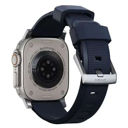 Nomad řemínek Rugged Strap pro Apple Watch 49/45/44/42 mm - Atlantic Blue/Silver Hardware