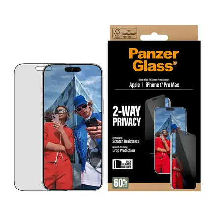 PanzerGlass ochranné sklo UWF 2-Way Privacy pro iPhone 17 Pro Max - Black Frame