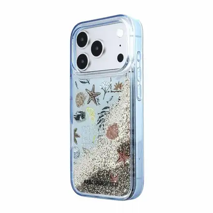 Karl Lagerfeld Liquid Glitter Beach kryt iPhone 18 Pro modrý