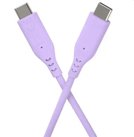 PremiumCord Silikonový kabel USB-C 60W 480Mbps fialový extra měkký a robustní kabel délky 1,5m