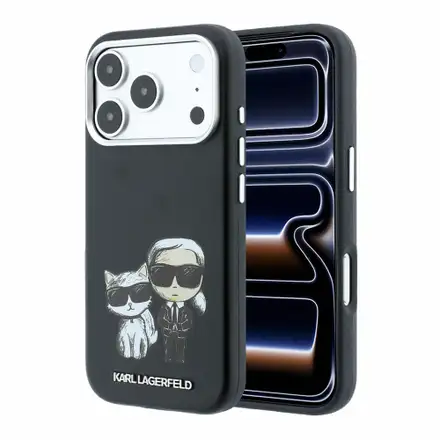 Karl Lagerfeld PU Semi Wrap Smooth Sketch Bodies Magsafe kryt iPhone 18 Pro Max černá