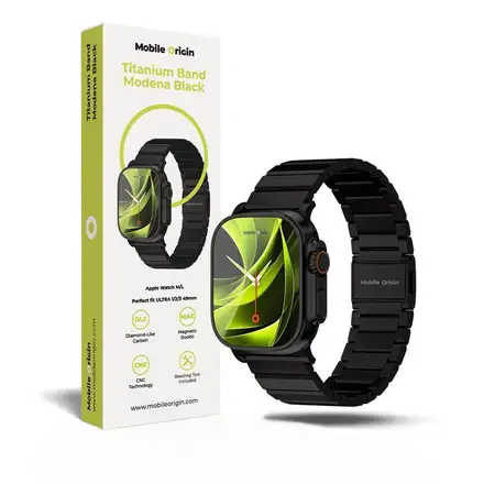Mobile Origin řemínek Titanium Band Modena pro Apple Watch Ultra 49mm - Black
