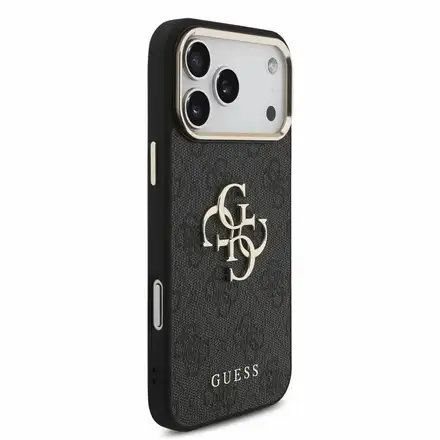 Guess PU 4G Metal Logo Strap kryt iPhone 18 Pro Max černý